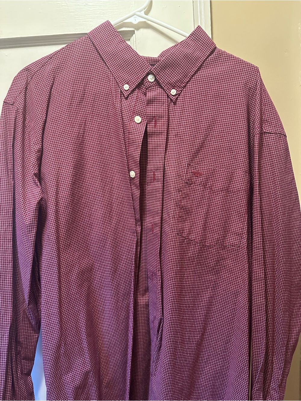 Dockers Men’s XXL Burgundy Check Long Sleeve Button Down Shirt